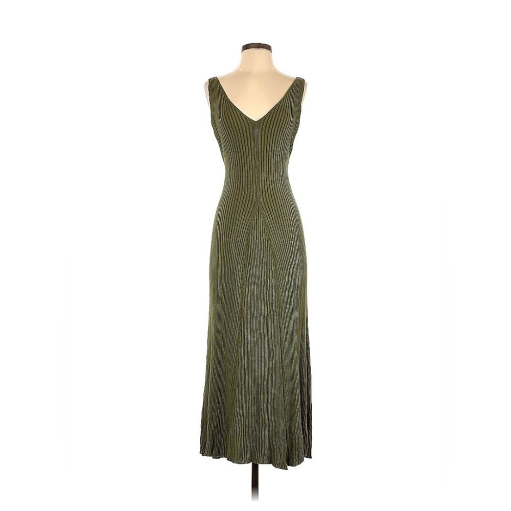 Green ribbed free people dress low back
